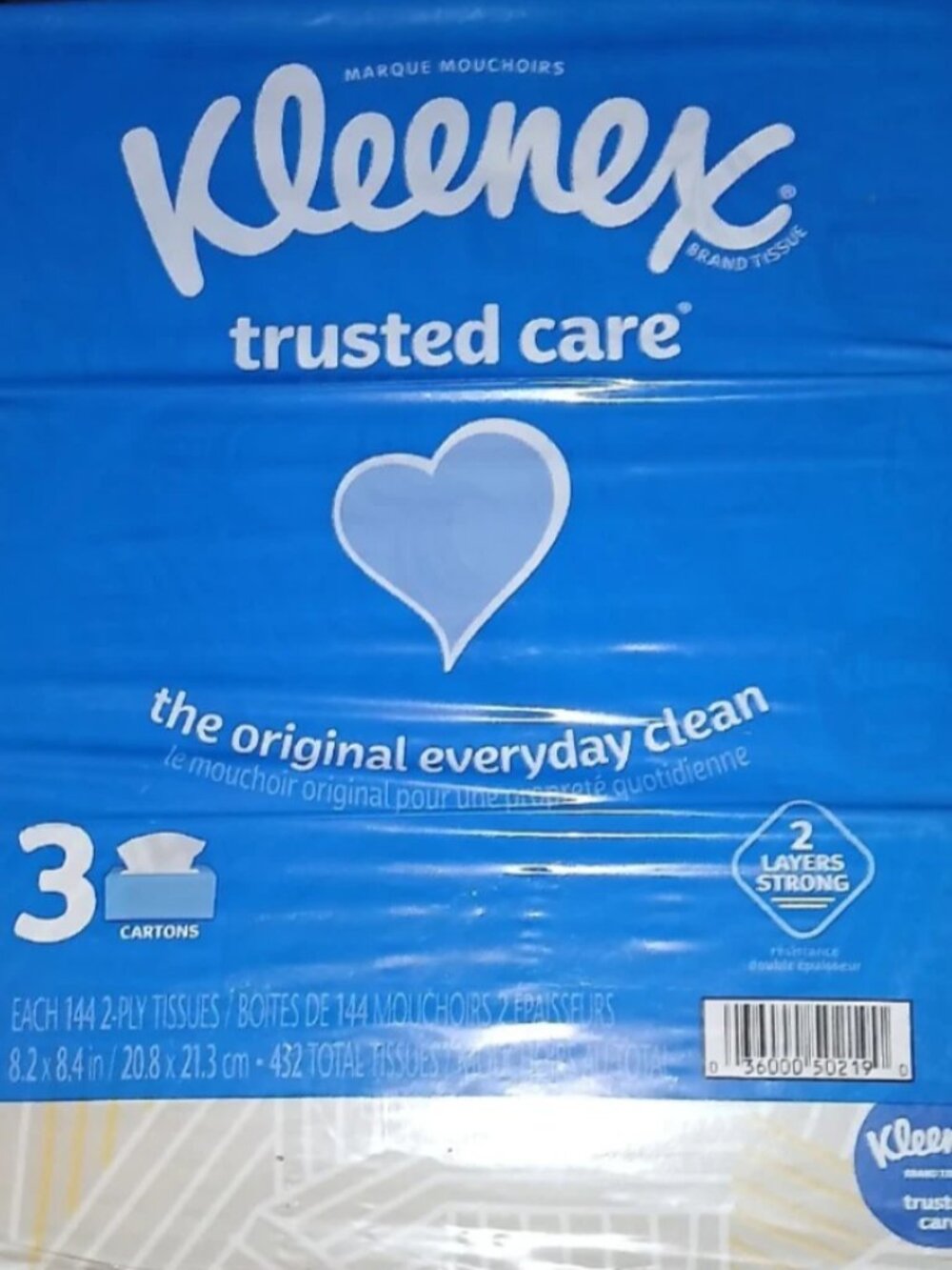 Kleenex Trusted Care Facial Tissue Pack of 3 Flat Boxes 144 Count Total 432 Ever